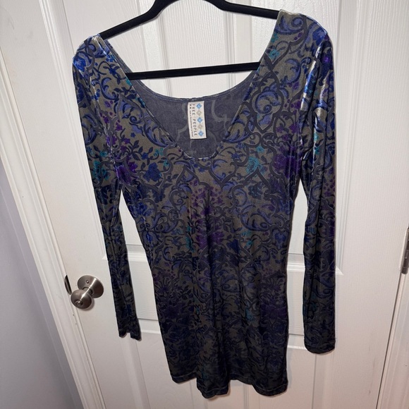 Free People Burnout Velvet Long Sleeve Bodycon Mini Dress - Picture 8 of 14